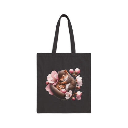 Cute Floral Squirrel Baby Canvas Tote Bag