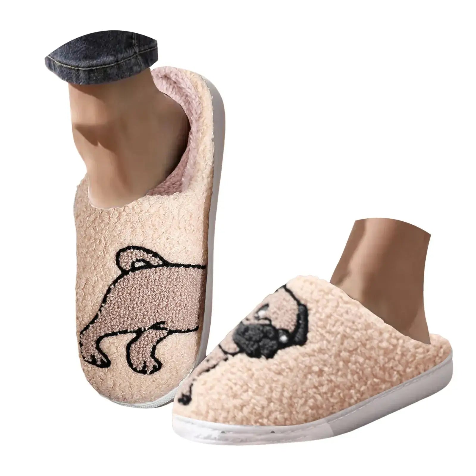 Cute Pug Dog Cotton Slippers Indoor Slip Warm Indoor Slippers Gift Preferred Men Women Can Wear Non-Slip Furry Cotton