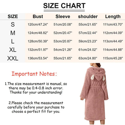 Autumn Cute Rabbit Ear Women’s Flannel Bath Robes Thicken Warm Hooded Wine Blue Green Bathrobes Ladies Lace-up Velvet