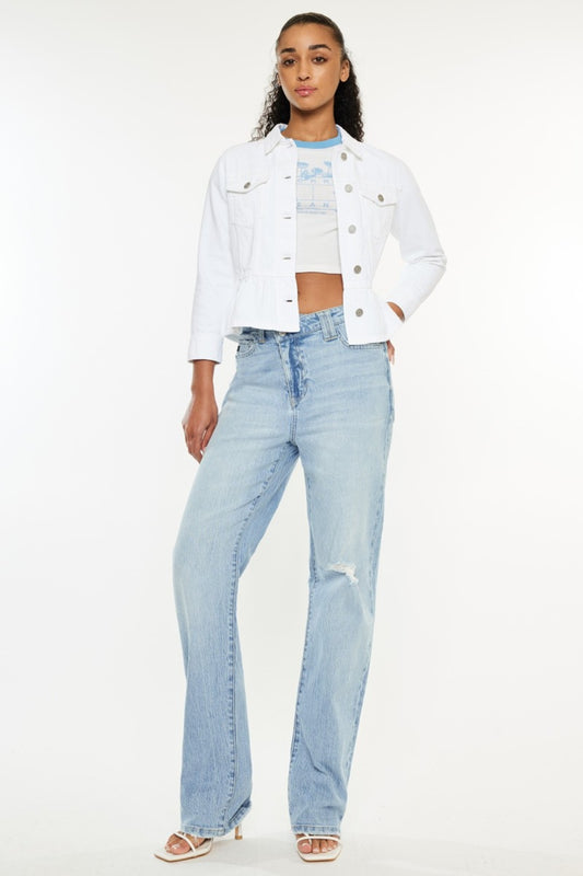 Distressed High Waist Straight Jeans - Eclectage