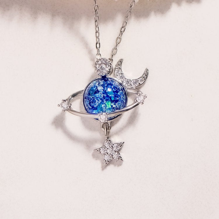 Starry Sky Inlaid Zircon Moon Star Necklace - Eclectage