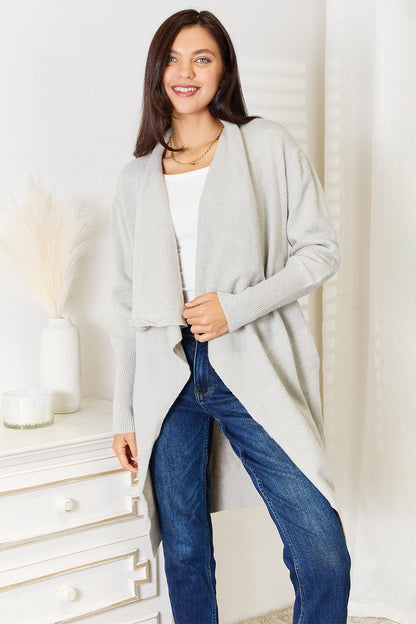 Light Gray Duster Cardigan with Pockets - Eclectage