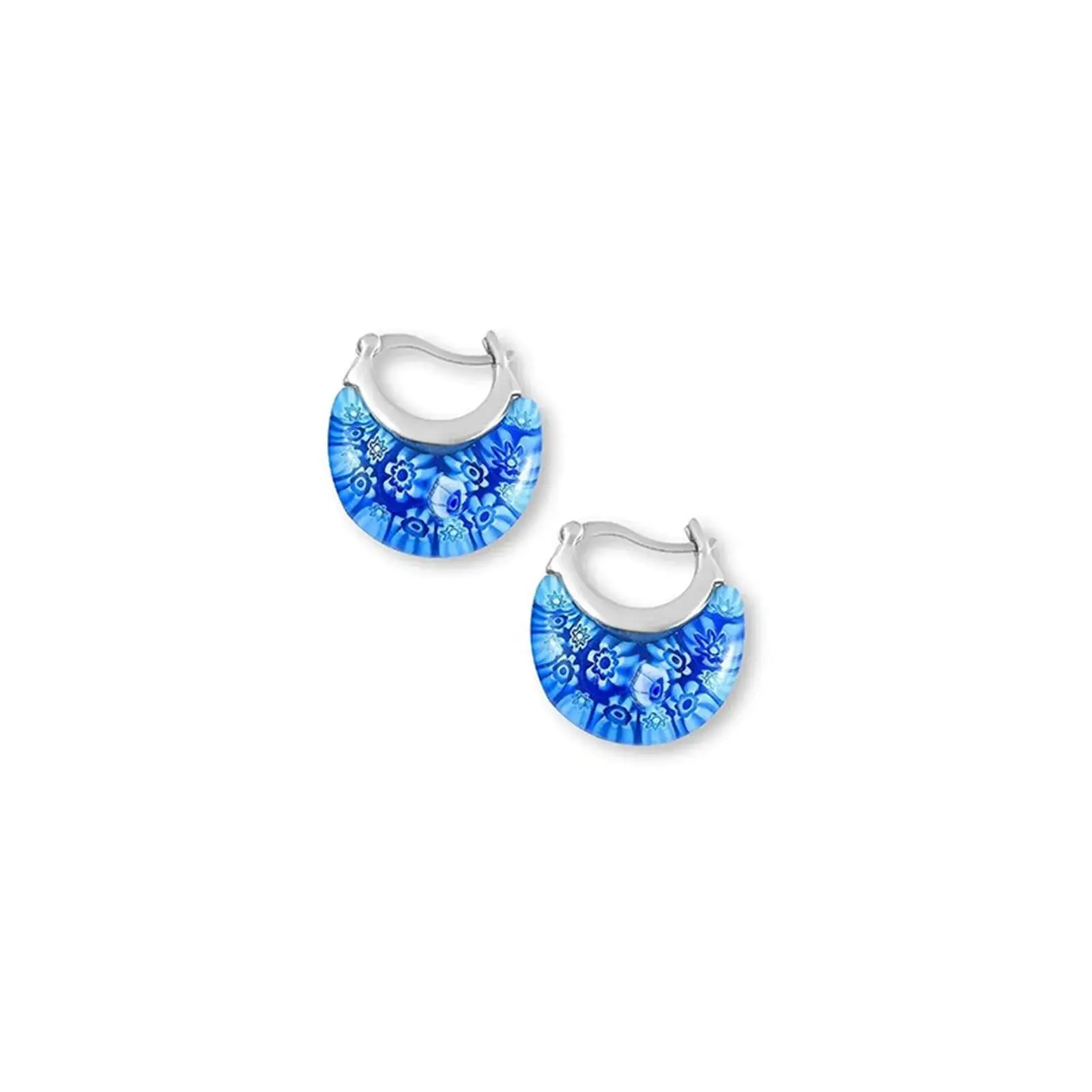 Daisy Flower Glass Hoop Earrings Earrings