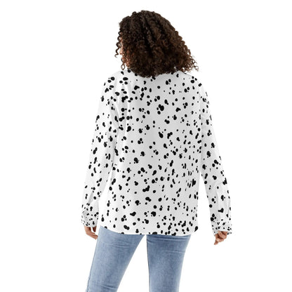 Dalmatian Print Blouse White and Black - S to 3X