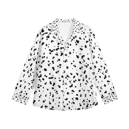 Dalmatian Print Blouse White and Black - S to 3X