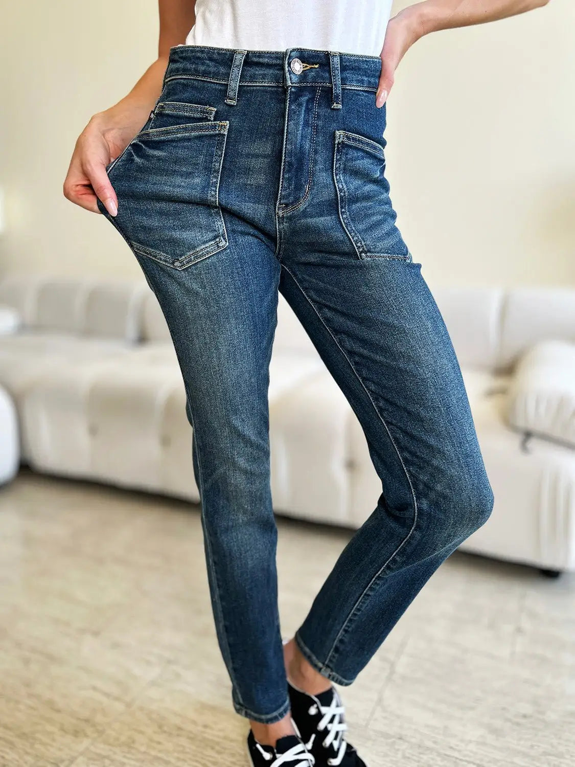 Dark Blue High Waist Skinny Jeans - Skinny Jeans