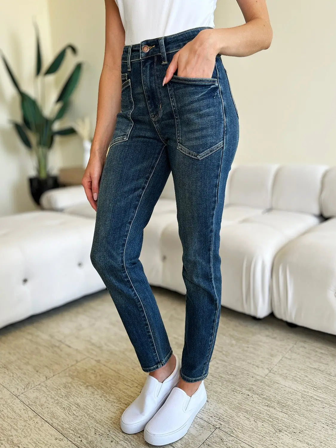 Dark Blue High Waist Skinny Jeans - Skinny Jeans