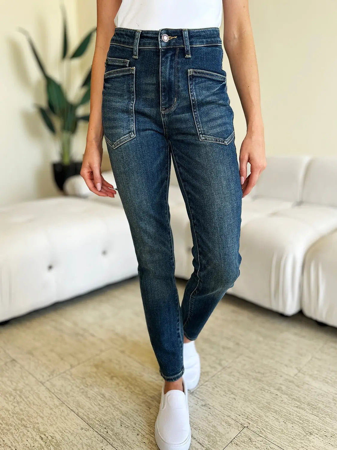 Dark Blue High Waist Skinny Jeans - Skinny Jeans