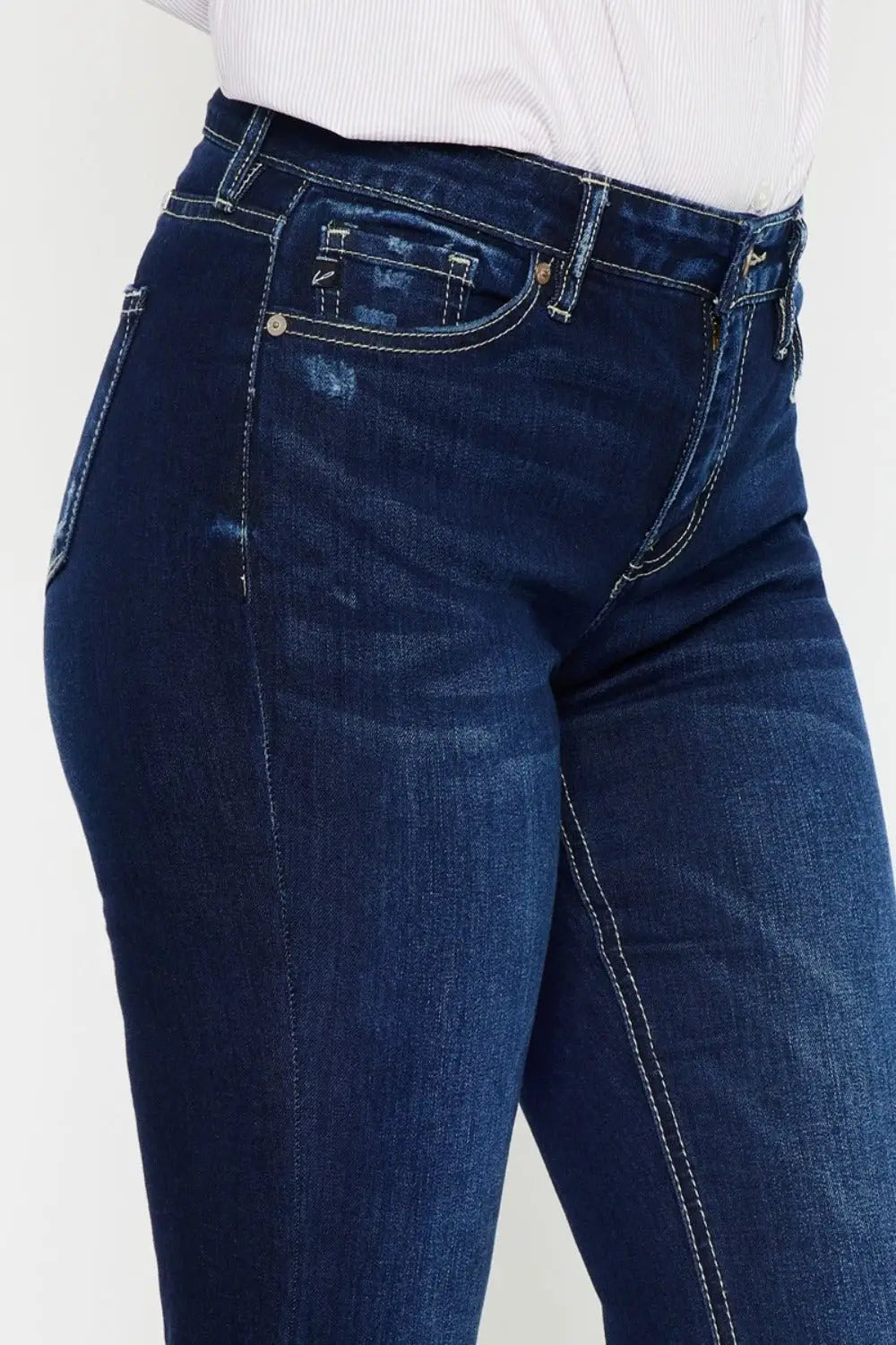 Dark Mid Rise Slim Flare Jeans - Flare Jeans