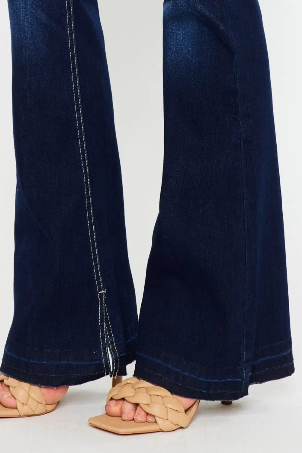 Dark Mid Rise Slim Flare Jeans - Flare Jeans
