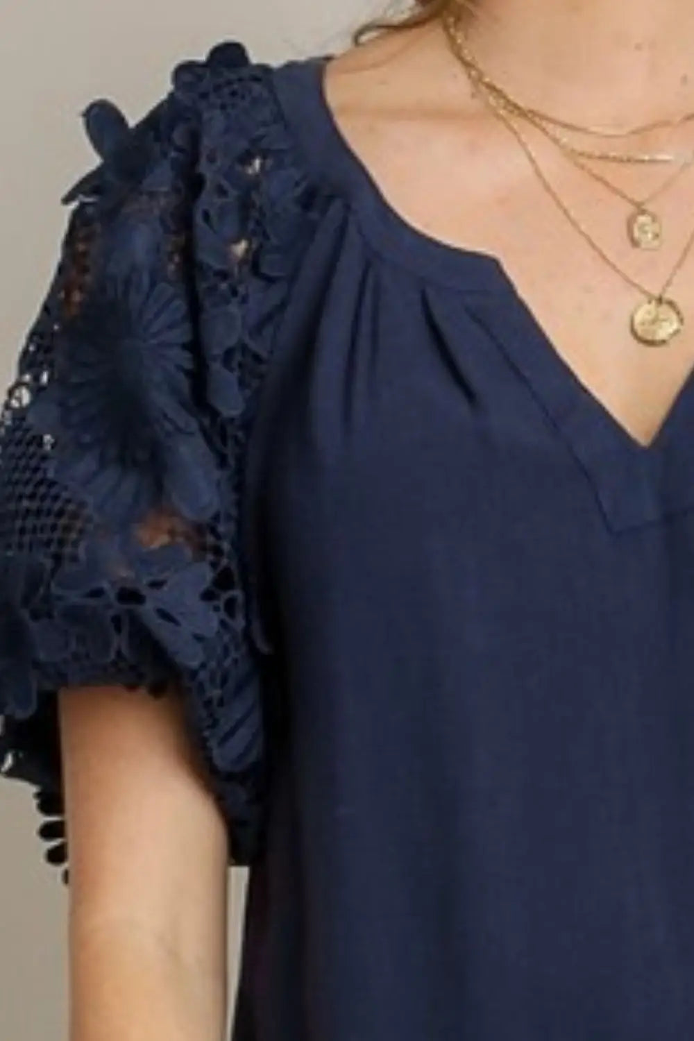 Umgee Full Size French Terry Boxy Cut Top with 3D Floral Sleeve Plus Size - Eclectage