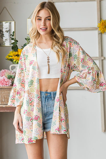 Multi Color Floral Open Cardigan - Eclectage