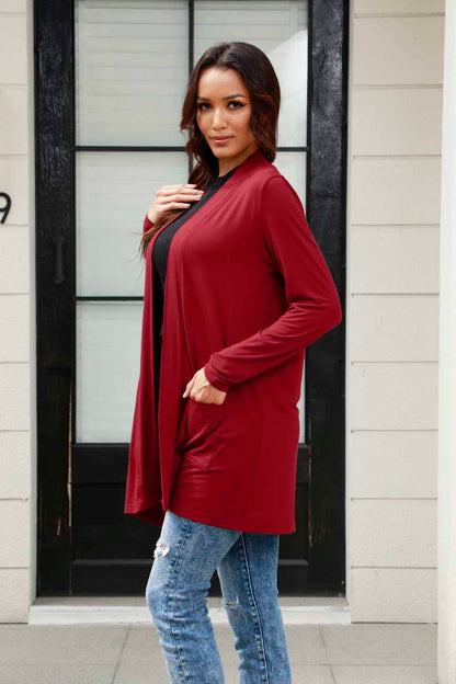 Open Front Long Sleeve Cardigan with Pockets - Eclectage