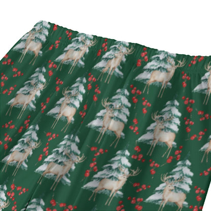 Deer Print Winter Theme Long Pajamas