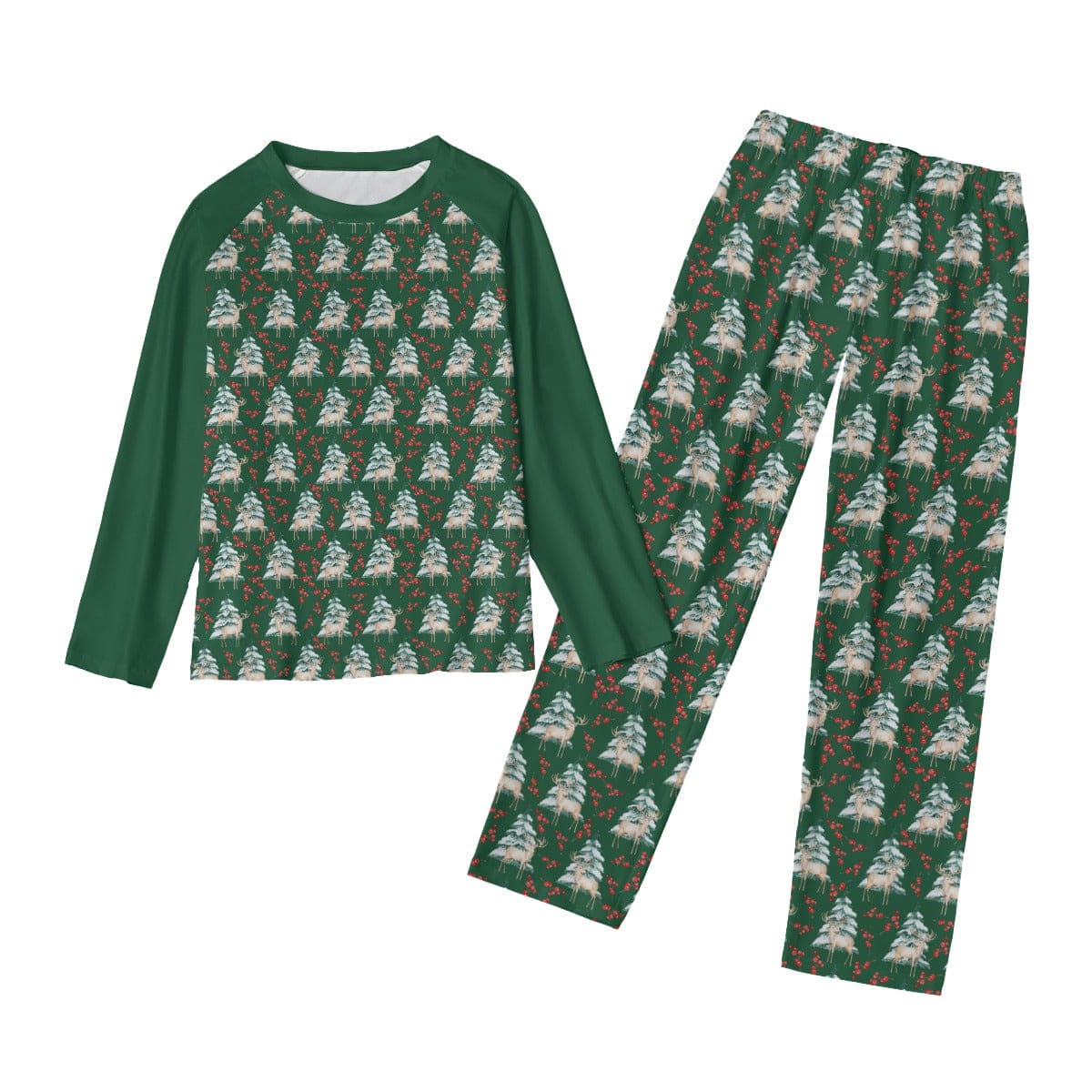 Deer Print Winter Theme Long Pajamas