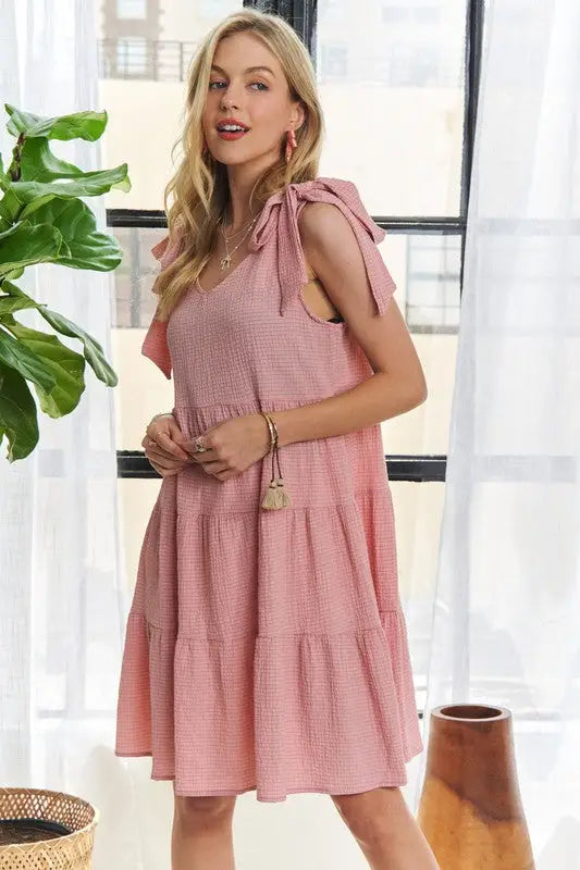 ADORA V-Neck Tie Shoulder Dress - Eclectage