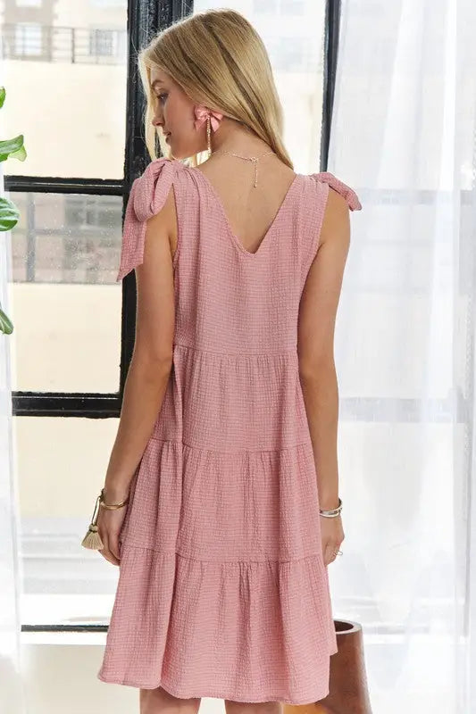 ADORA V-Neck Tie Shoulder Dress - Eclectage