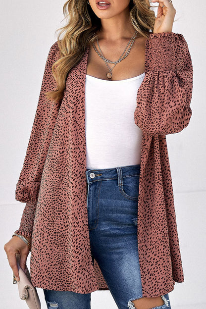 Leopard Print Balloon Sleeve Cardigan - Eclectage