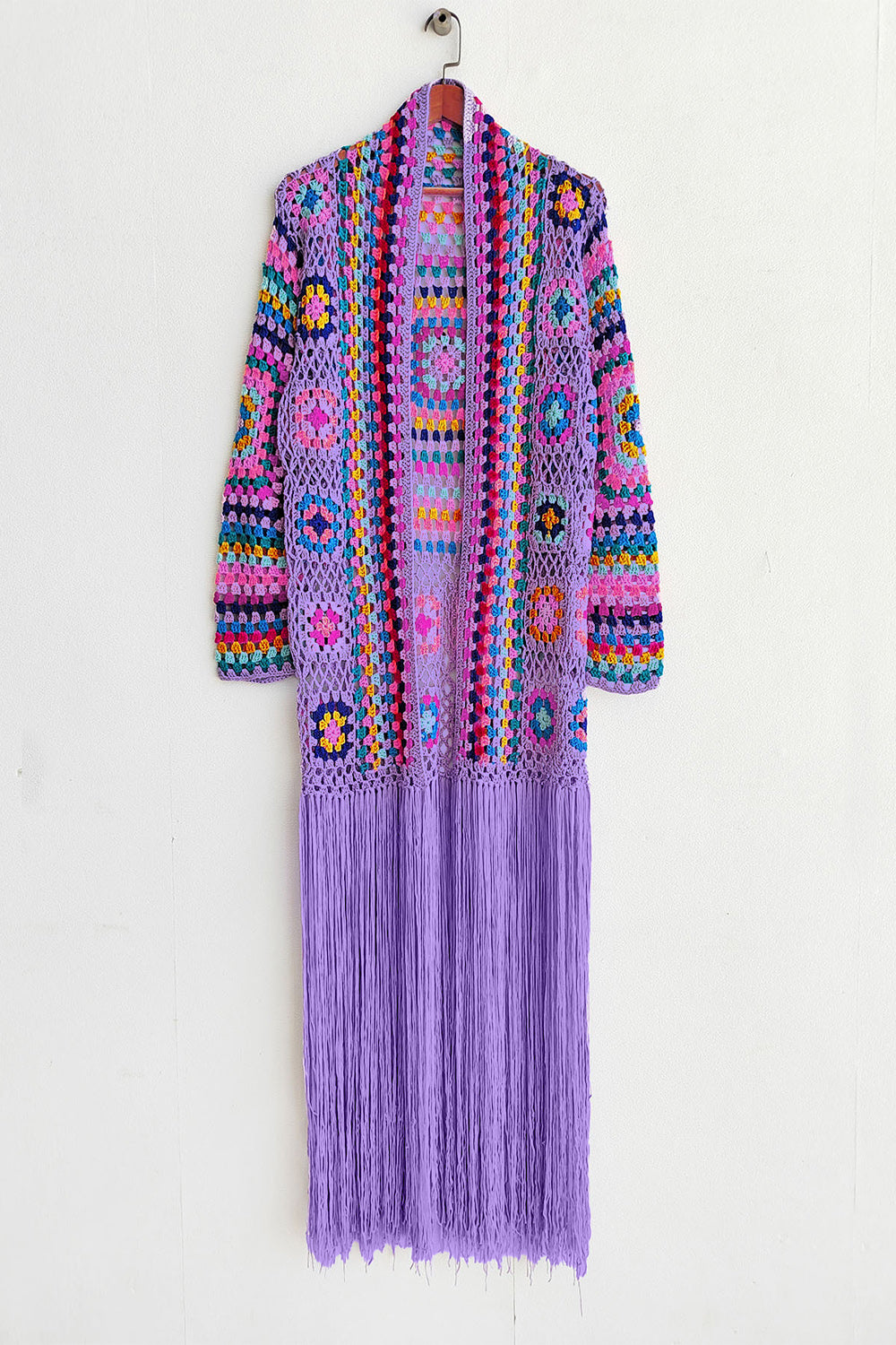 Fringe Tied Long Sleeve Cardigan - Eclectage