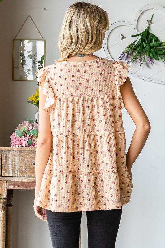 Ditsy Floral Print Tiered Top - Eclectage