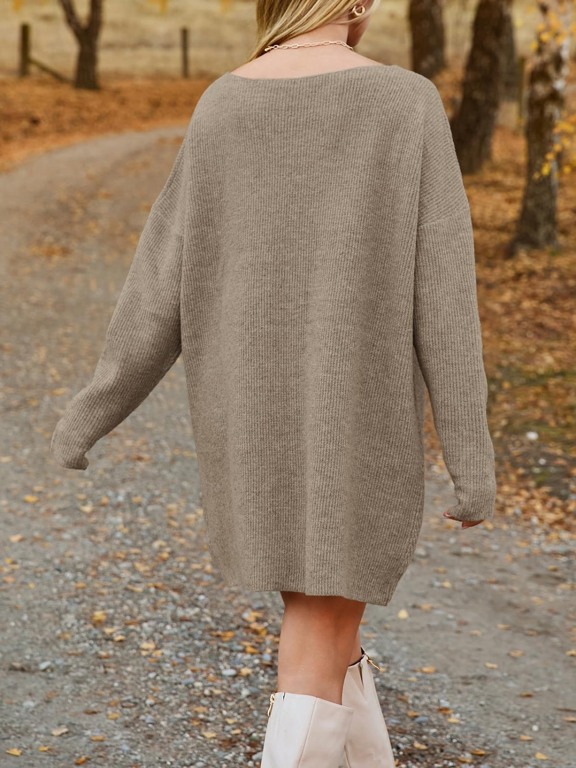 Dropped Shoulder Sweater Dress