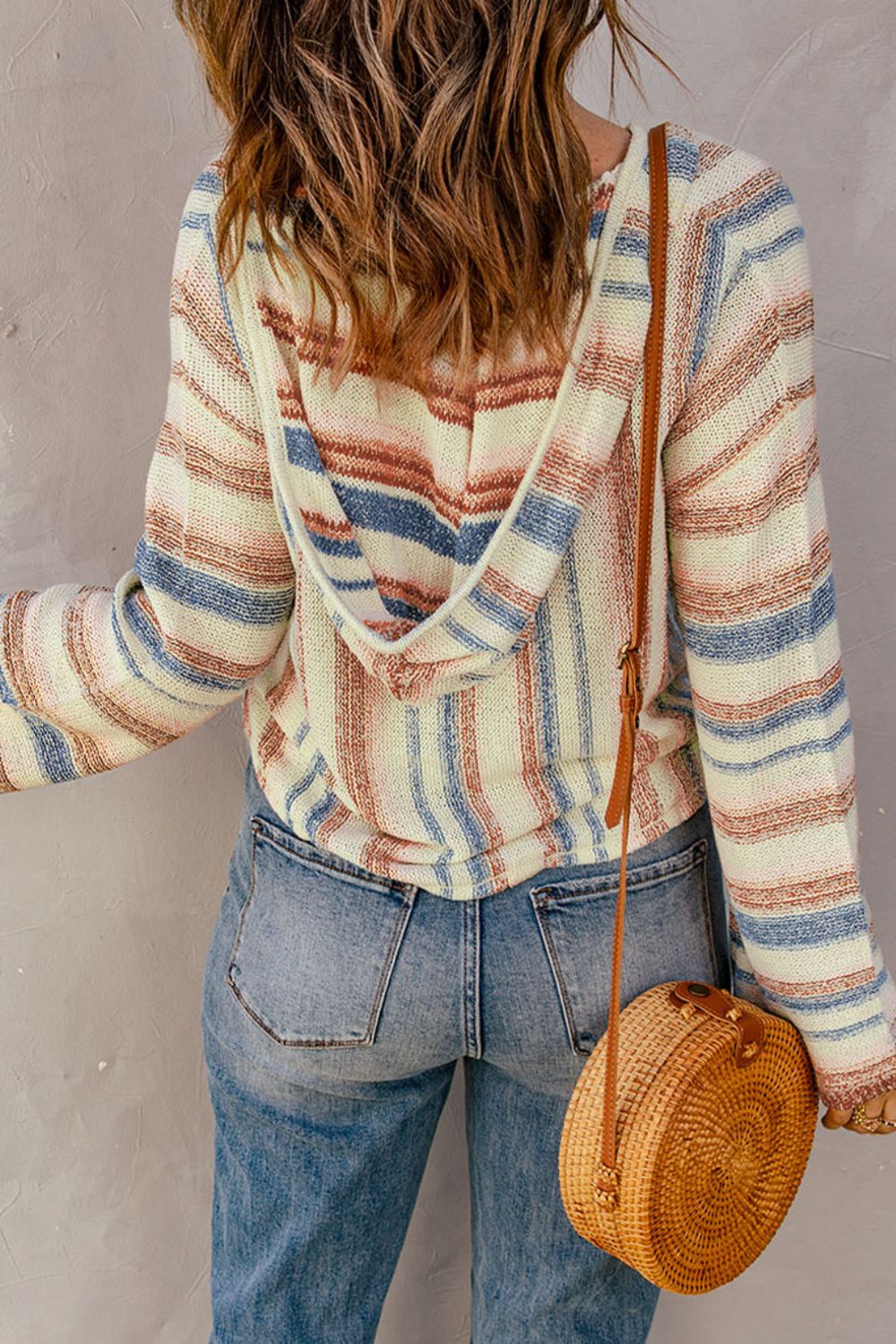 Striped Hooded Knit Top - Eclectage