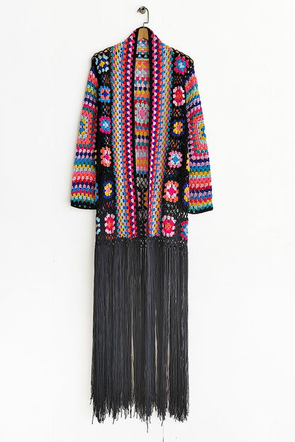 Fringe Tied Long Sleeve Cardigan - Eclectage