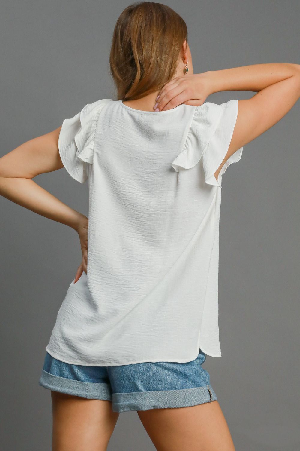 White V-Neck Double Layered Blouse - Eclectage