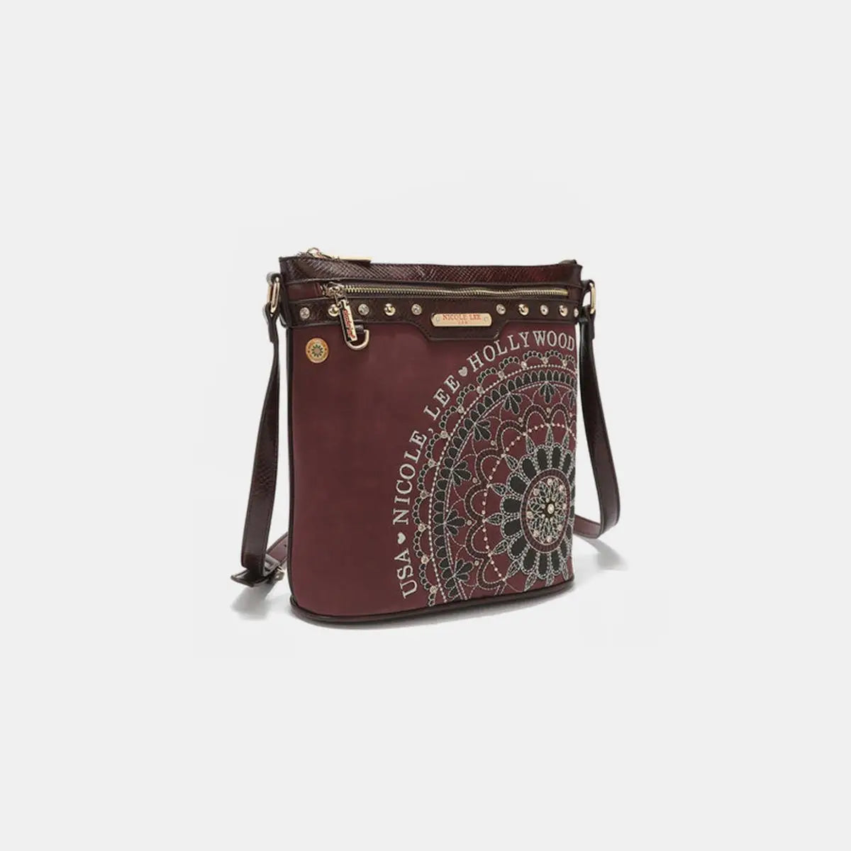 Embroidery Inlaid Rhinestone Crossbody Bag - Crossbody Bags
