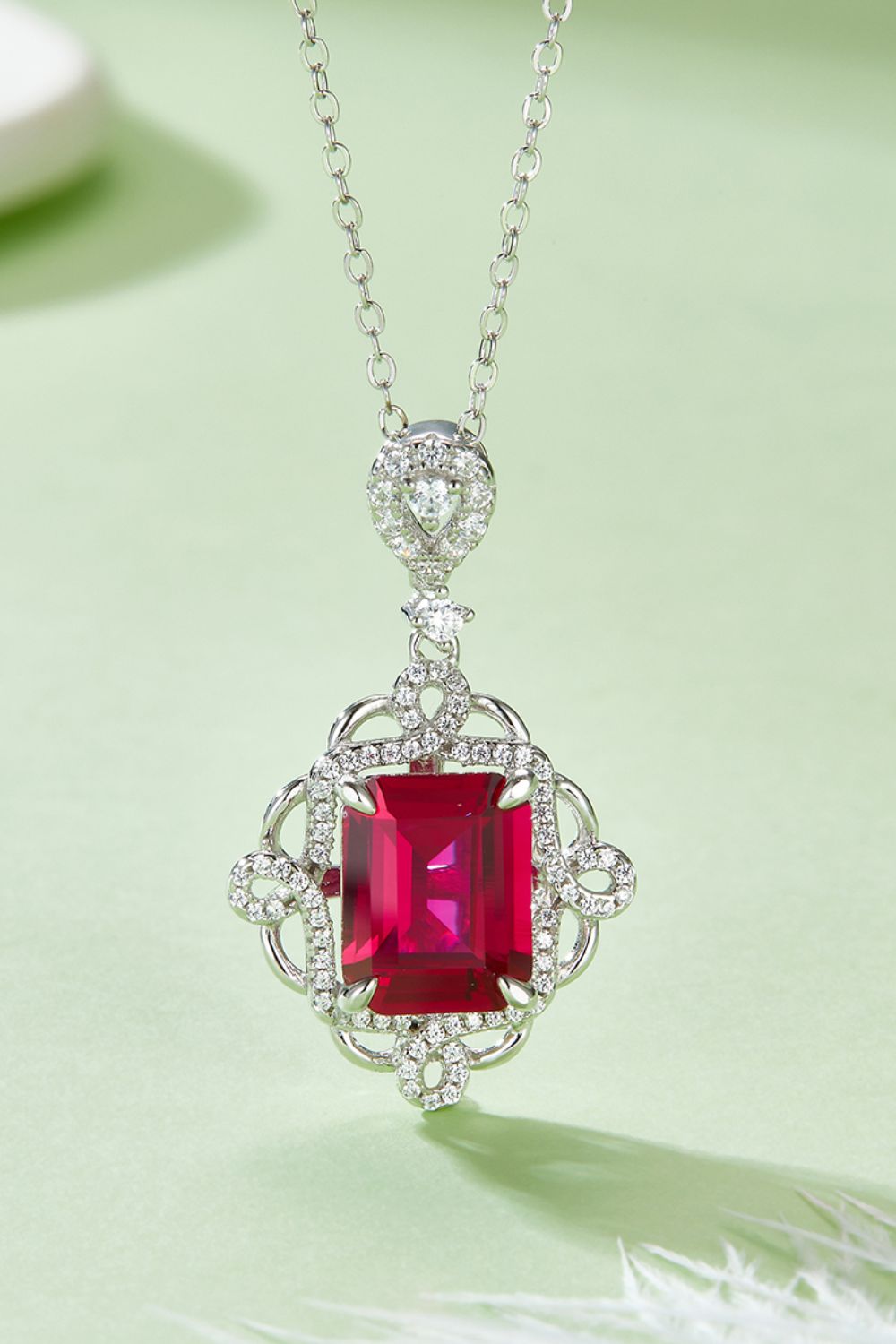 Ruby Pendant Sterling Silver Necklace - Eclectage