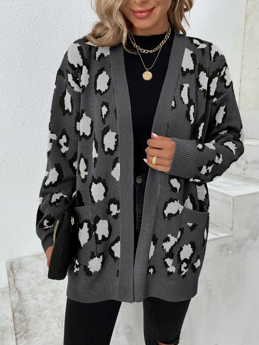 Leopard Dropped Shoulder Cardigan - Eclectage