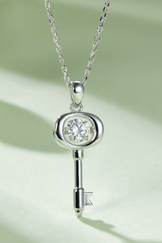 Moissanite Key Pendant Necklace - Eclectage