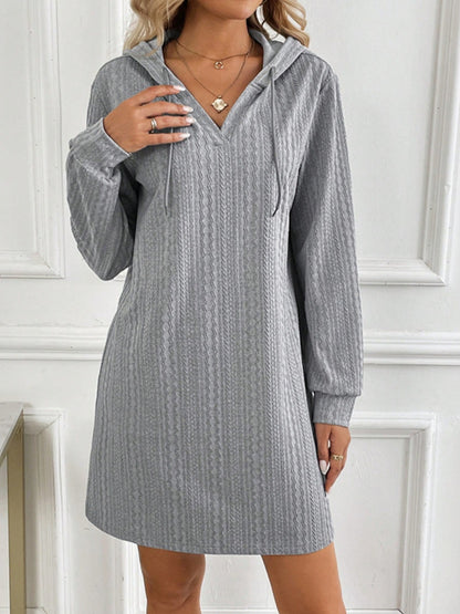 Gray Hooded Mini Dress