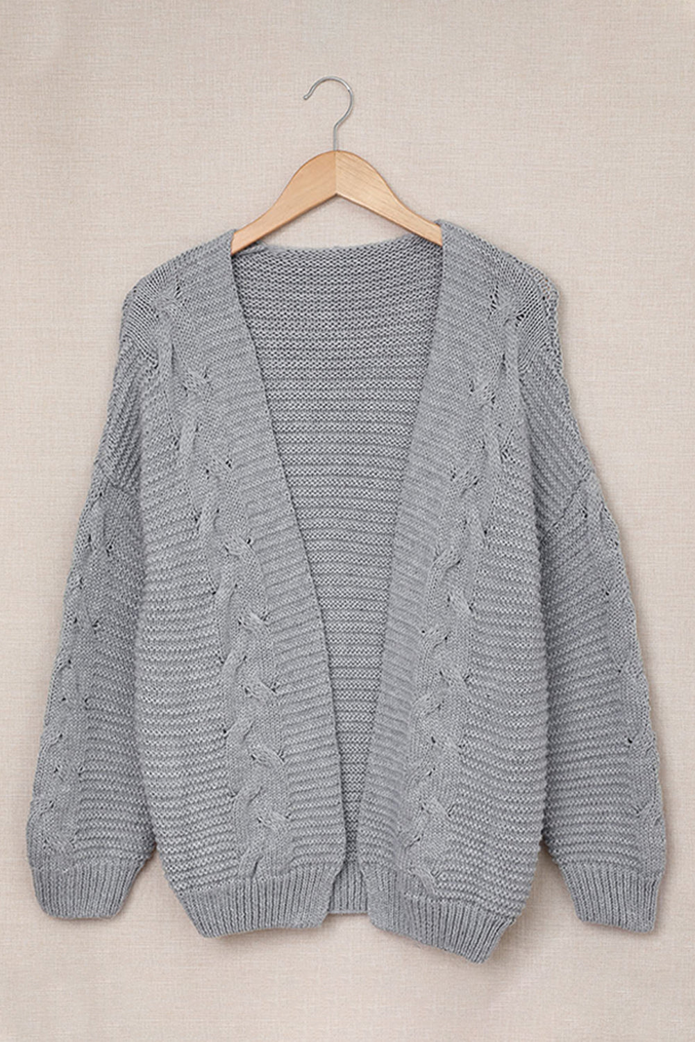 Cable-Knit Open Front Cardigan - Eclectage