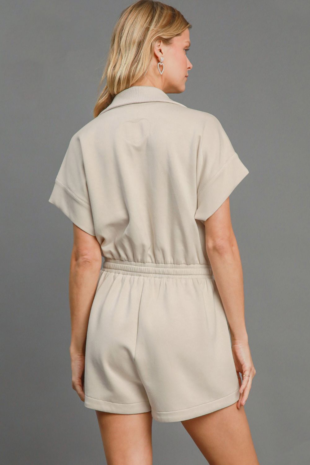 Ecru Half Zip Romper - Eclectage