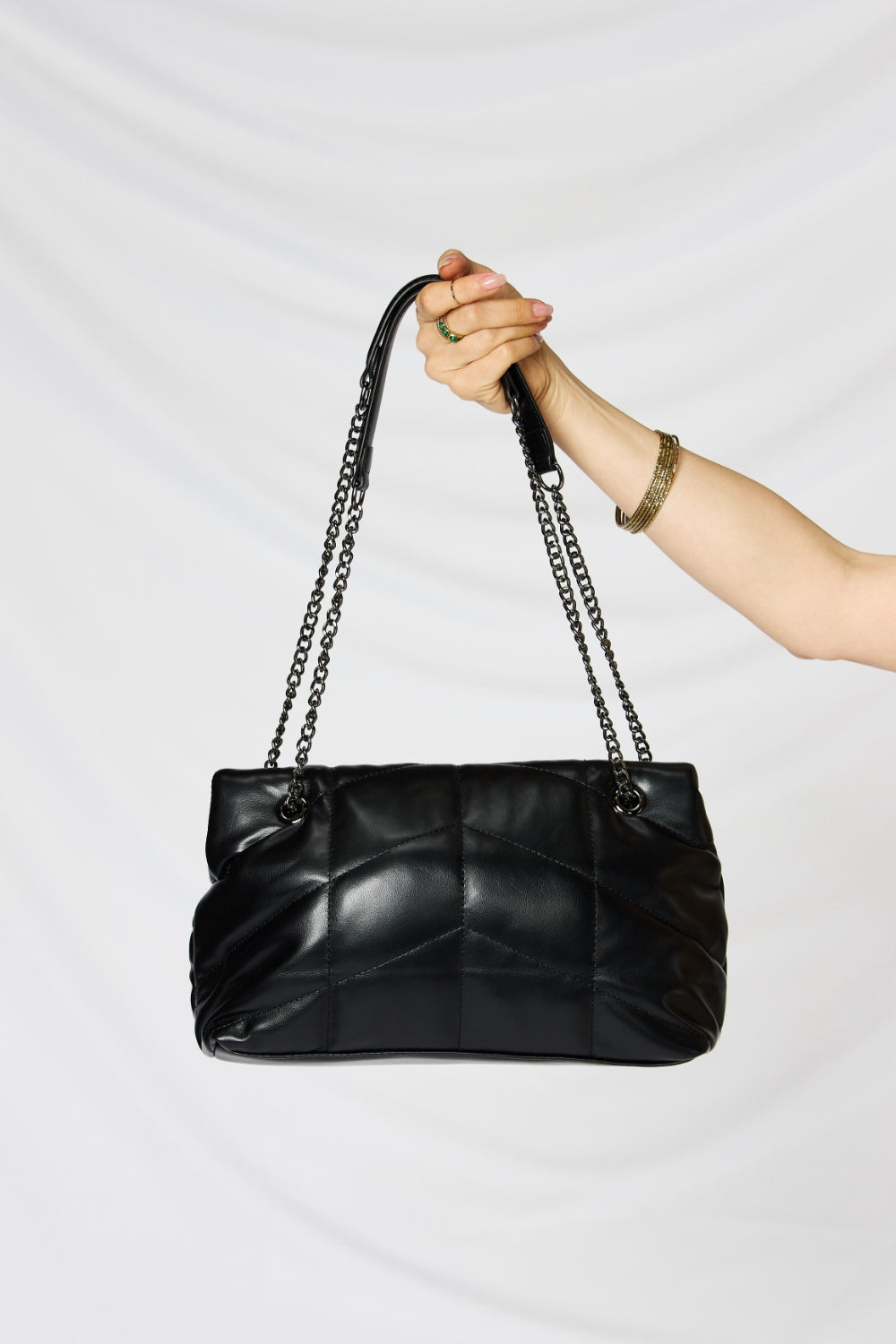 Faux Leather Chain Handbag - Eclectage