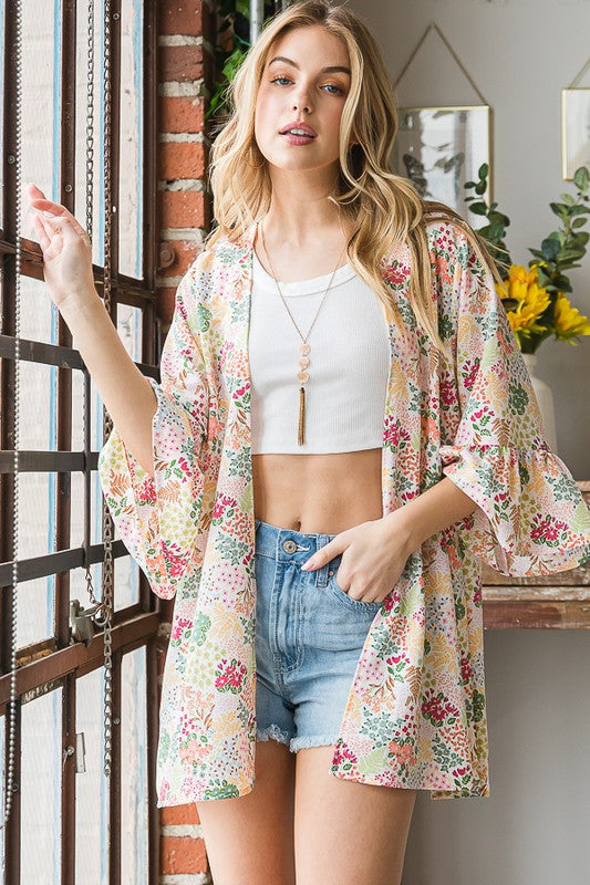 Multi Color Floral Open Cardigan - Eclectage