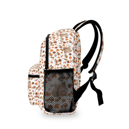 Fall Squirrels 11Backpack Naturecore Daypack Twill Polyester Back Pack Purse Shoulder Bag with Mesh Pockets and Front