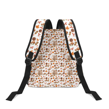 Fall Squirrels 11Backpack Naturecore Daypack Twill Polyester Back Pack Purse Shoulder Bag with Mesh Pockets and Front