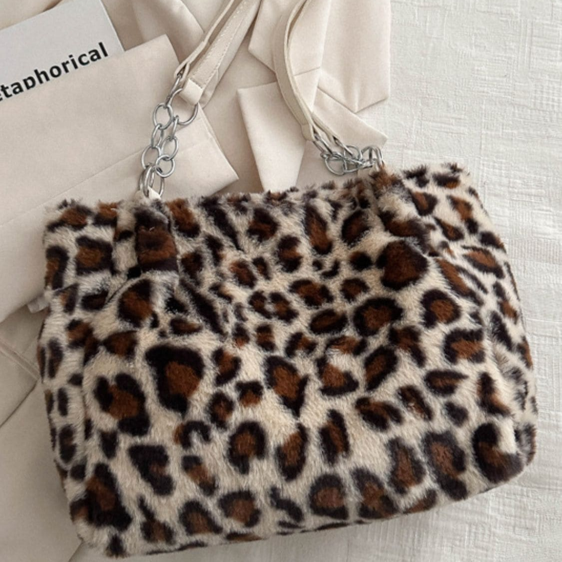 Faux Fur Leopard Shoulder Bag