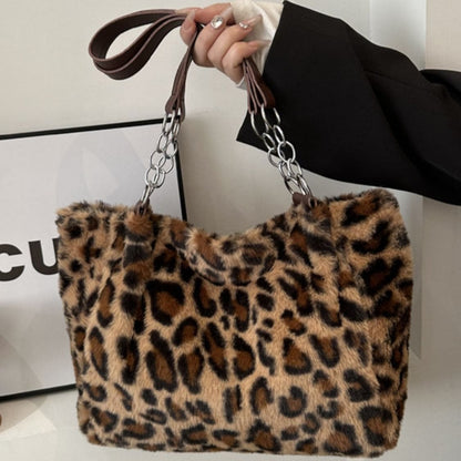 Faux Fur Leopard Shoulder Bag