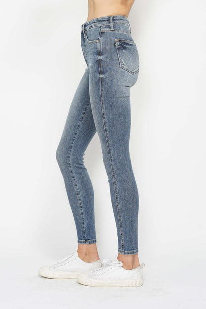 Tummy Control Contrast Wash Skinny Jeans - Eclectage