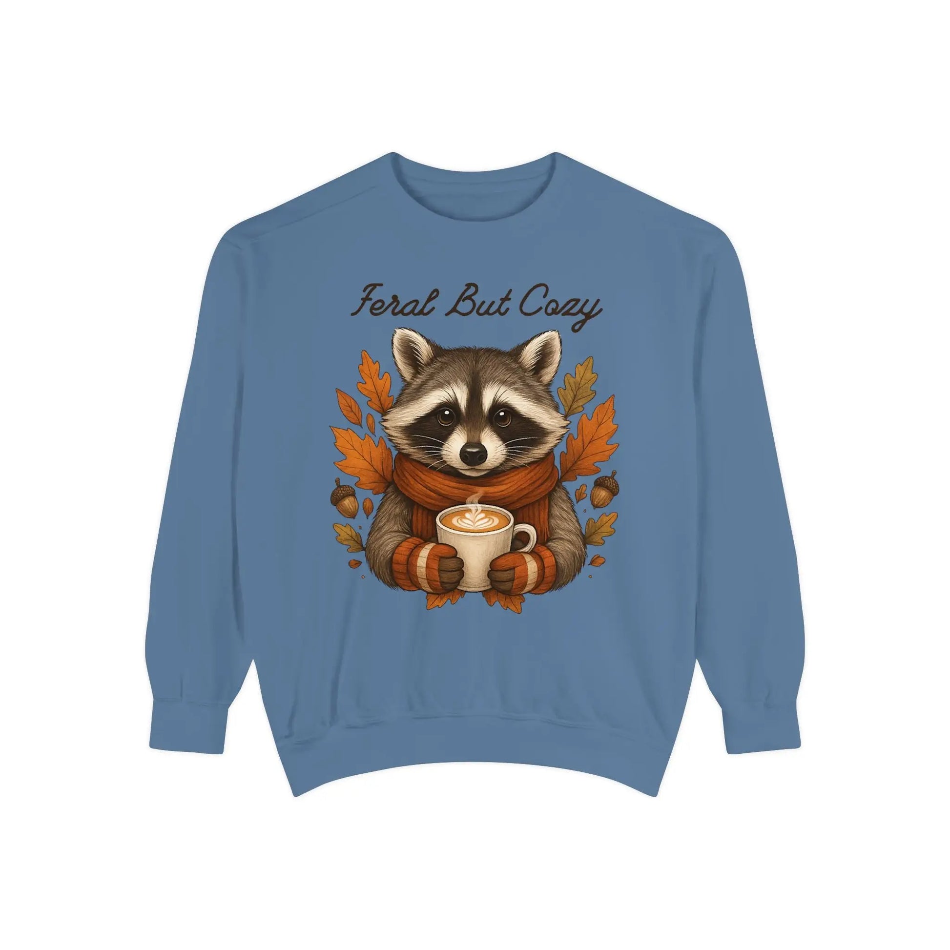 Feral But Cozy Raccoon Sweatshirt for Fall Blue Jean / S Sweatshirts