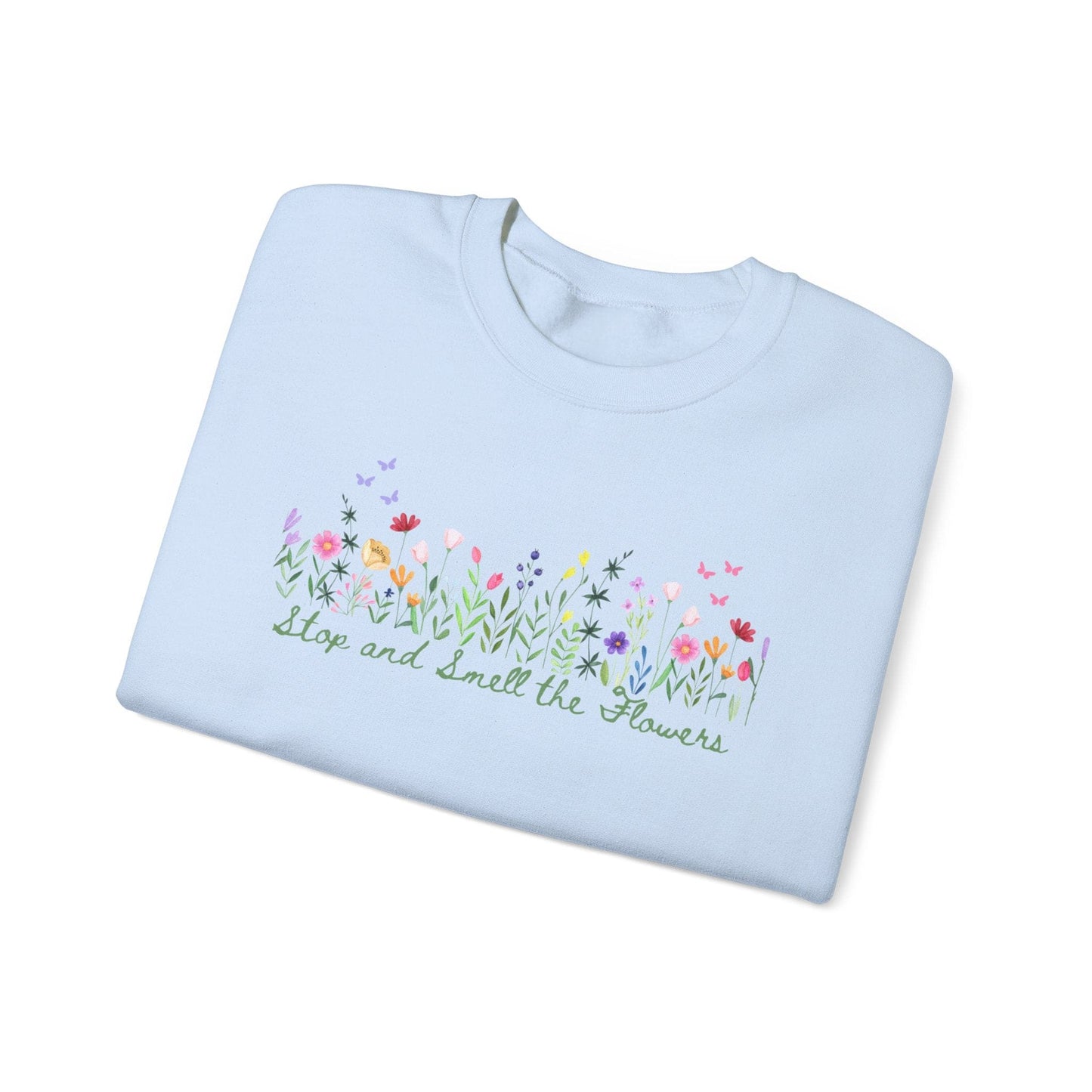 Floral Graphic White Heavy Blend™ Crewneck Sweatshirt