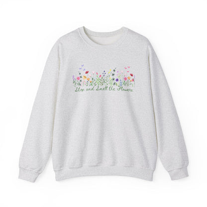 Floral Graphic White Heavy Blend™ Crewneck Sweatshirt