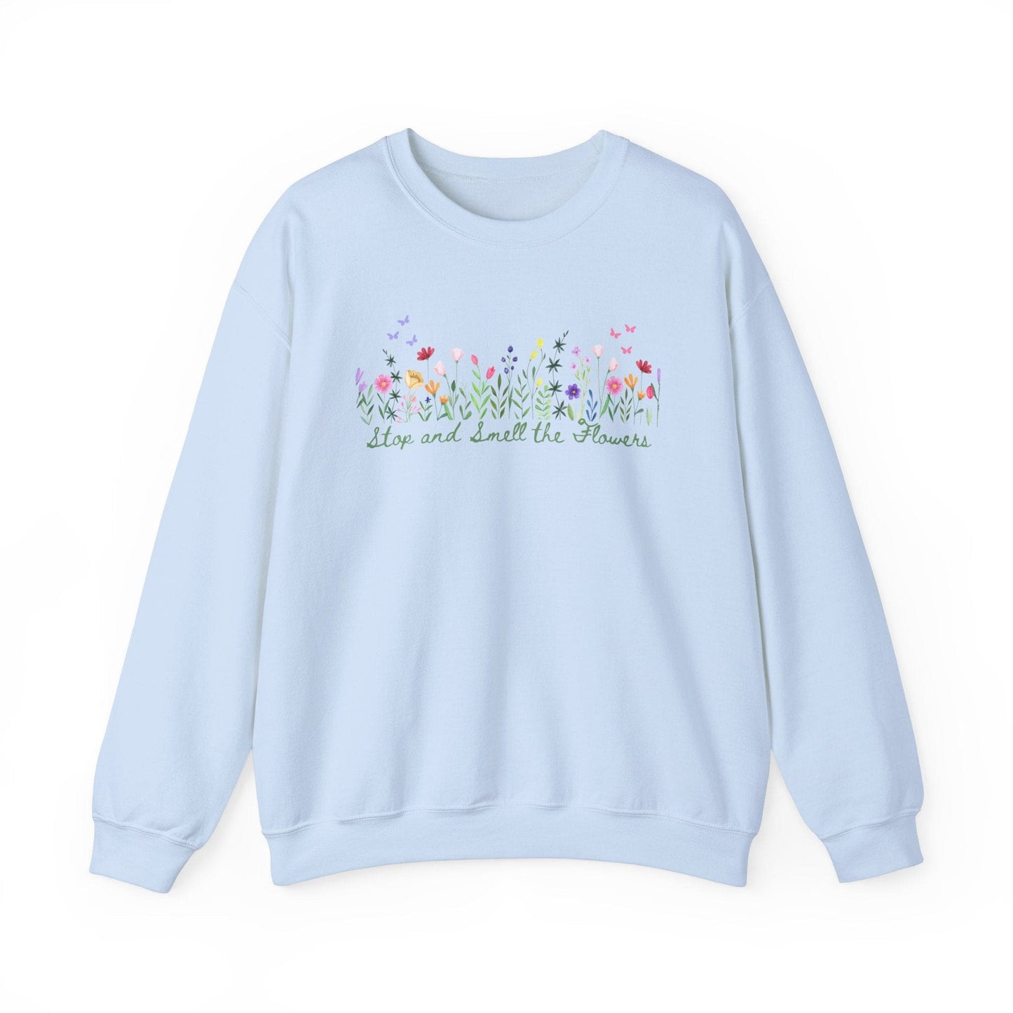 Floral Graphic White Heavy Blend™ Crewneck Sweatshirt