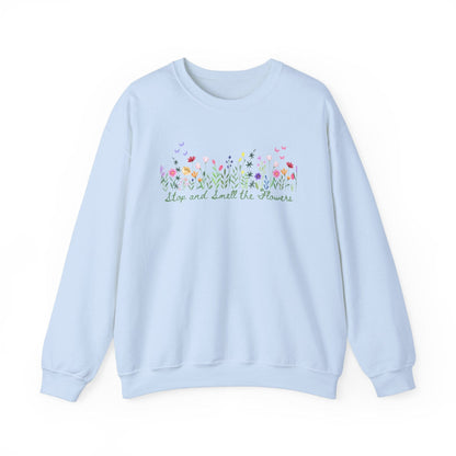 Floral Graphic White Heavy Blend™ Crewneck Sweatshirt