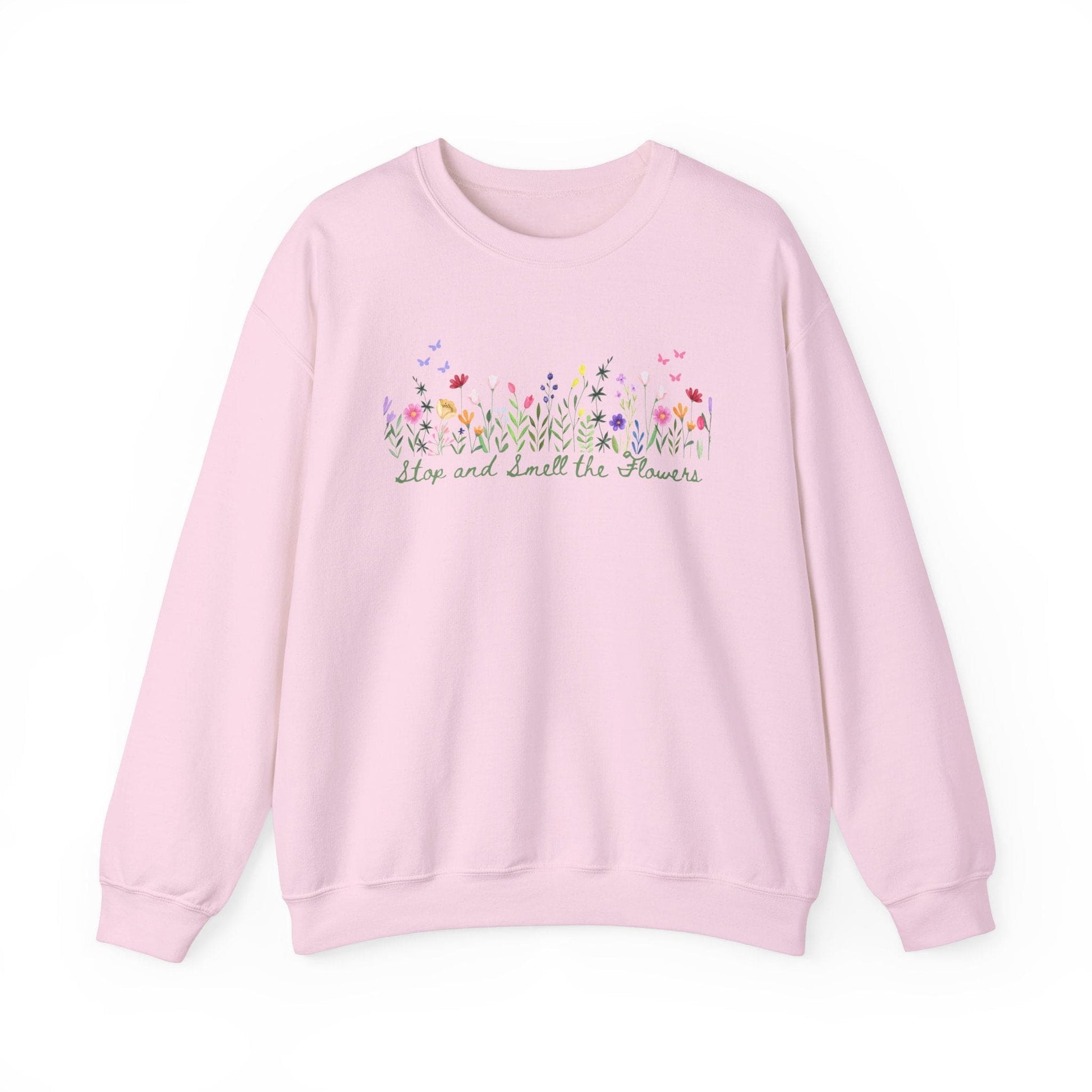 Floral Graphic White Heavy Blend™ Crewneck Sweatshirt