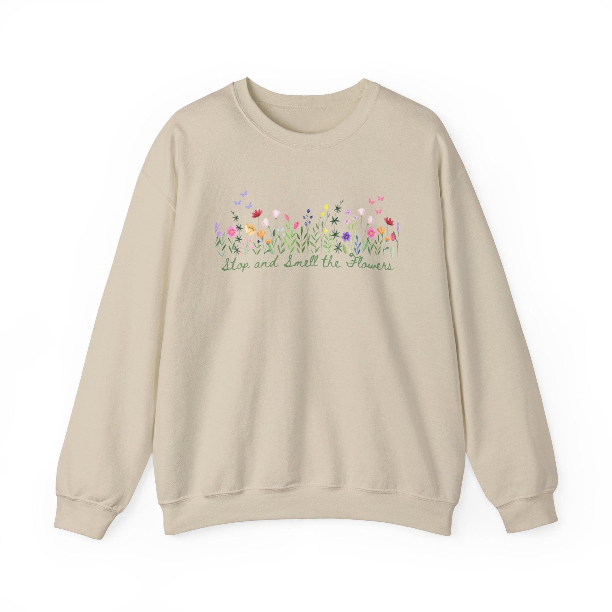 Floral Graphic White Heavy Blend™ Crewneck Sweatshirt