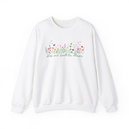 Floral Graphic White Heavy Blend™ Crewneck Sweatshirt